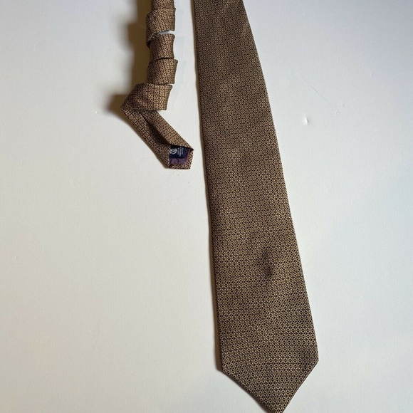 Nautica Men Tie Gold/Purple 100% Silk Made In Mexico - Picture 1 of 12